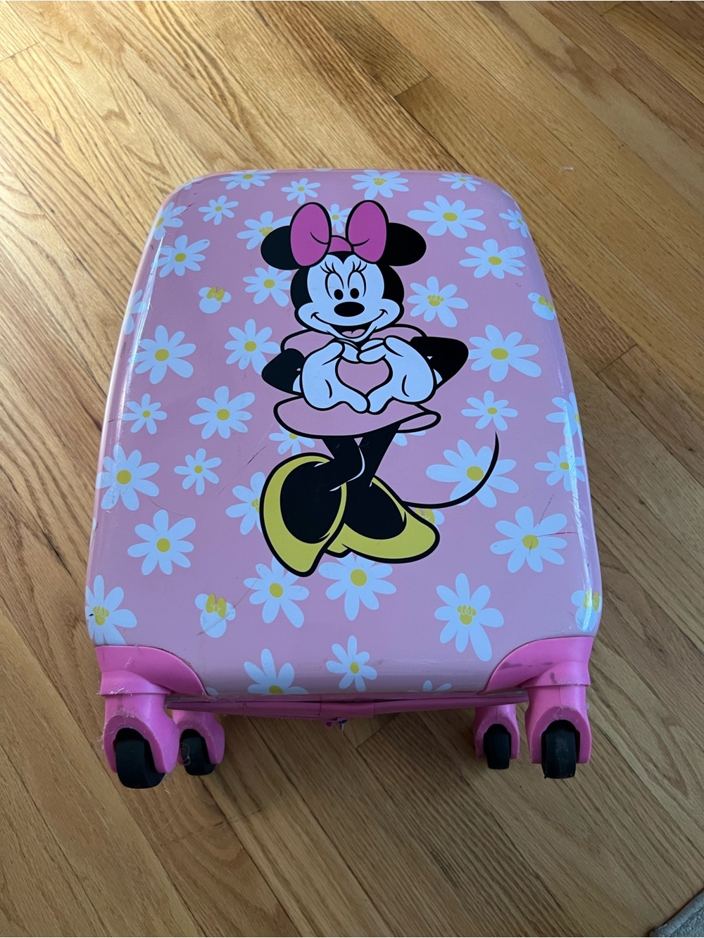 Disney Pink Minnie Mouse Daisy Print Kids Rolling Suitcase